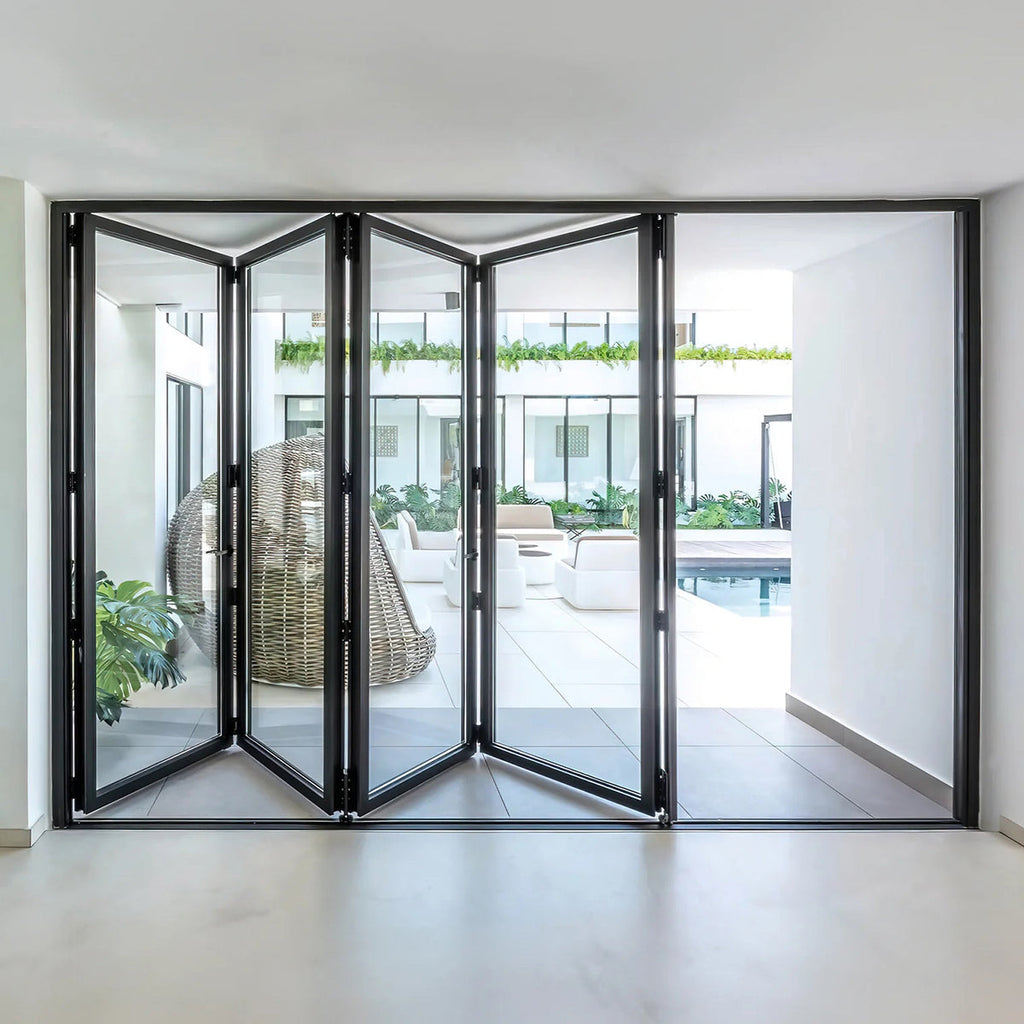 144x80 Aluminum Bifold Door – Extra-Wide Folding Design | 5L, 5R, 1L3R, 1R3L