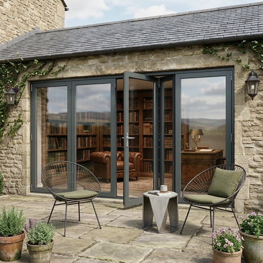 192x80 Aluminum Bifold Door – Extra-Wide Folding Door | 5L, 5R, 1L5R, 1R5L, 3L3R